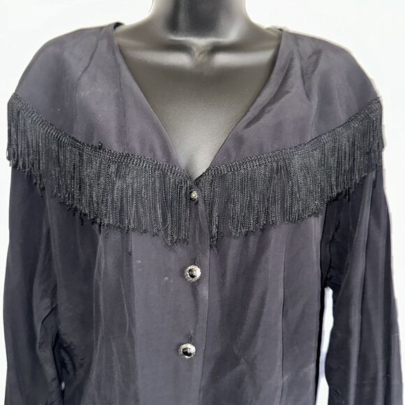 Sauci of California Vintage Black Fringe Bolero Jacket Women’s Size Large - Picture 2 of 4
